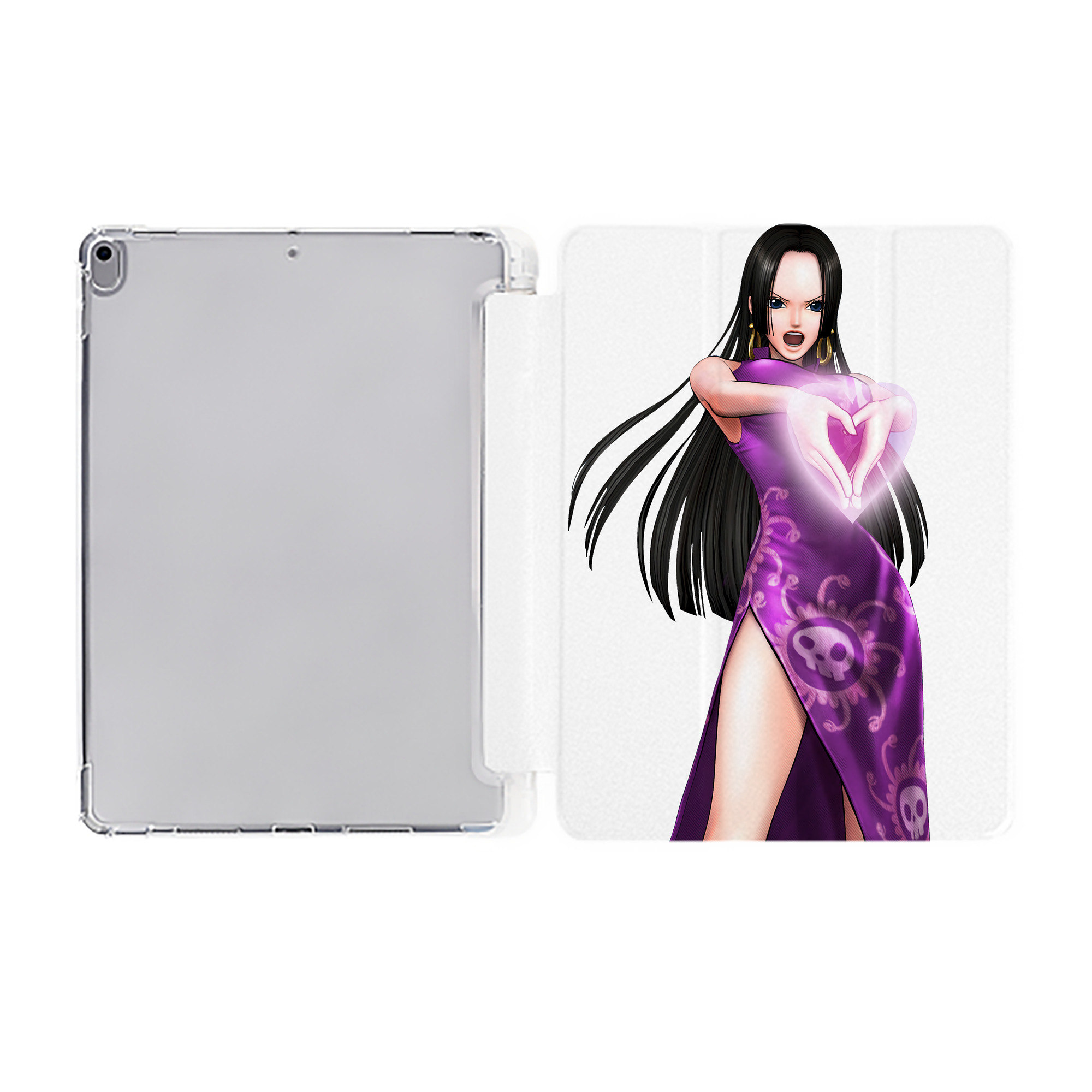 （画像用） ワンピース ボア・ハンコック ONE PIECE Boa·Hancock IPad ケース ペン収納付き 三つ折りスタンド PUレザー×シリコン 対応機種9.5/10.5/10.9インチ